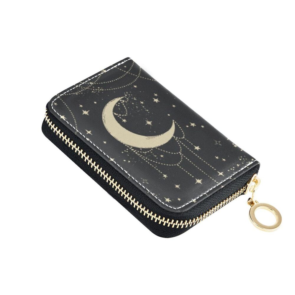 9262 Boho Moon RFID Credit Card Holder Wallets Accordion Leather Zipper